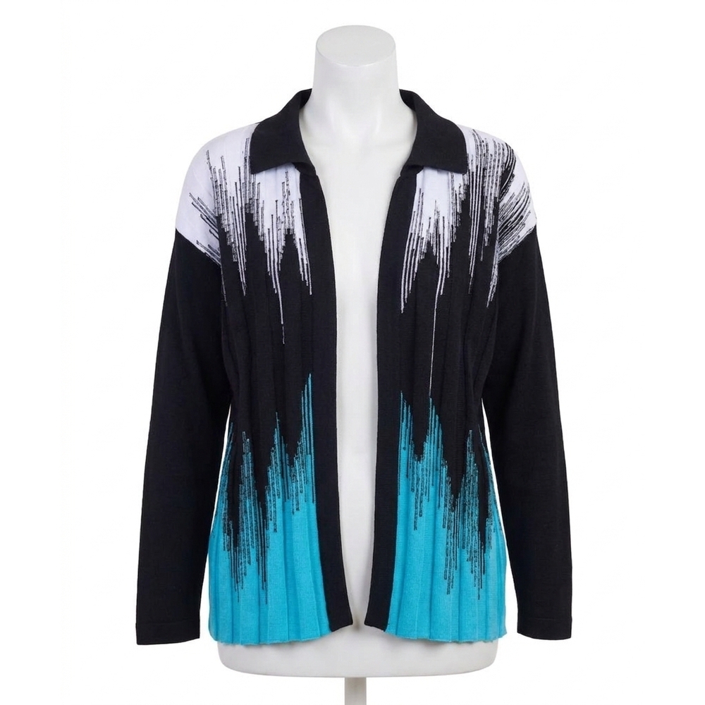 NEW ANGEL APPAREL knit rib cardigan in black/turquoise